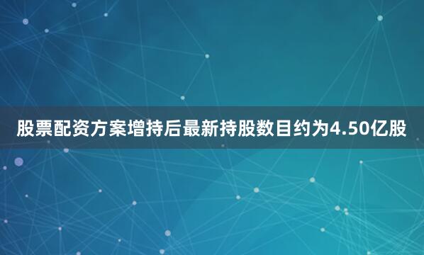 股票配资方案增持后最新持股数目约为4.50亿股